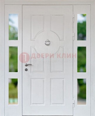 Белая стальная дверь со стеклом и фрамугами ДС-20 в Ярославле