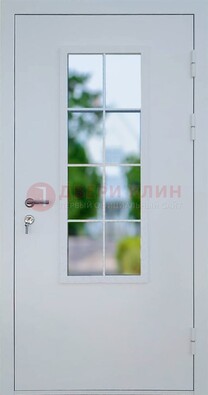 Белая железная дверь порошок со стеклом ДС-31 в Ярославле