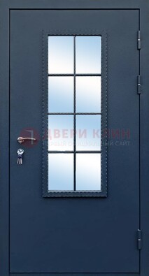 Темная металлическая дверь порошок со стеклом ДС-34 в Ярославле