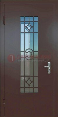 Входная металлическая дверь со стеклом для дома ДС-6 в Ярославле