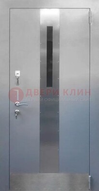 Серая металлическая дверь со стеклом ДС-74 в Ярославле
