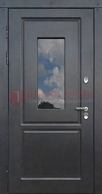 Чёрная металлическая дверь со стеклом ДС-77 в Ярославле