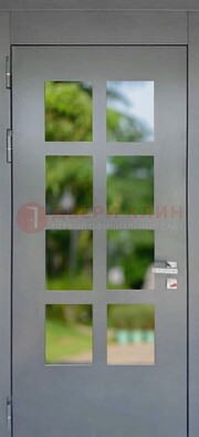 Серая металлическая дверь со стеклом ДС-78 в Ярославле