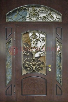 Входная дверь Винорит со стеклом и ковкой и фрамугами ДСК-213 в Ярославле