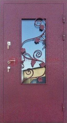Железная дверь Порошок со стеклом и ковкой лозы ДСК-220 в Ярославле