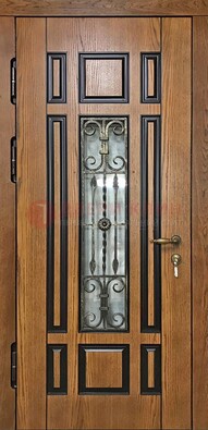 Двухцветная железная дверь Винорит со стеклом и ковкой ДСК-264 в Ярославле