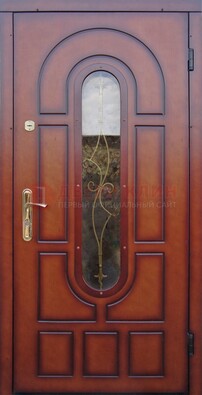 Яркая металлическая дверь Винорит со стеклом и ковкой ДСК-268 в Ярославле