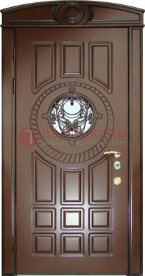 Шоколадная металлическая дверь Винорит со стеклом и ковкой ДСК-269 в Ярославле