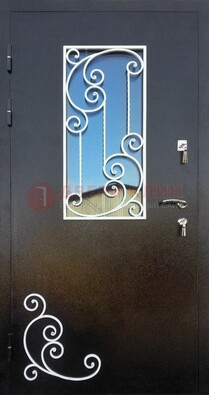 Входная дверь Порошок со стеклом и ковкой ДСК-278 в Ярославле