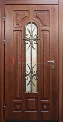 Тяжелая стальная дверь со стеклом и ковкой ДСК-42 в Ярославле