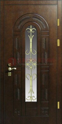Дизайнерская металлическая дверь со стеклом и ковкой ДСК-50 в Ярославле