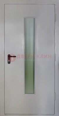 Белая металлическая противопожарная дверь со стеклянной вставкой ДТ-2 в Ярославле