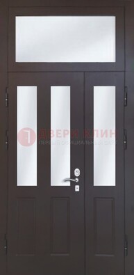 Черная тамбурная дверь со стеклянными вставками ДТМ-38 в Ярославле
