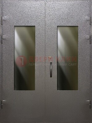 Серая тамбурная дверь со стеклянными вставками ДТМ-8 в Ярославле