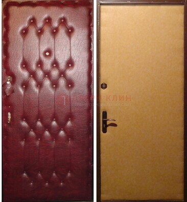 Бордовая металлическая дверь с винилискожей ДВ-1 в Ярославле