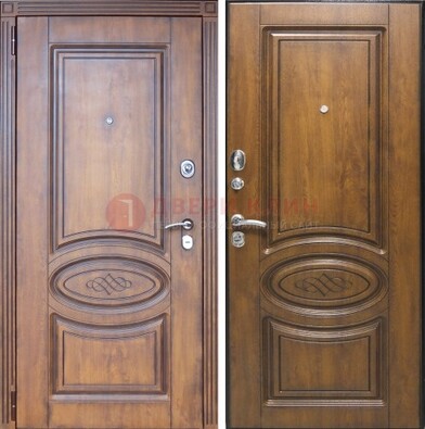 Коричневая металлическая дверь с виноритом ДВТ-10 в Ярославле