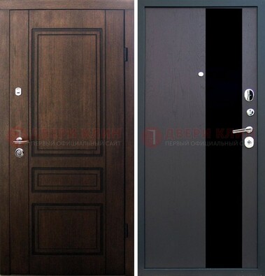 Входная дверь Итальянский орех с МДФ с черным стеклом ДМ-1199 в Ярославле