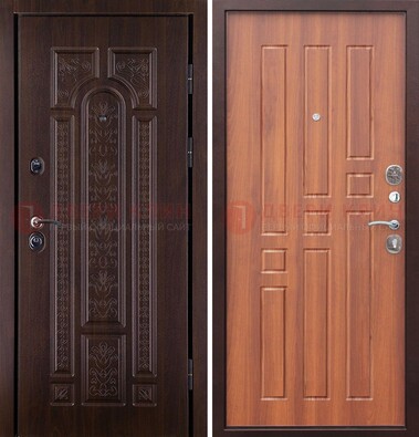 Темная металлическая дверь с виноритом и узором ДВТ-224 в Ярославле