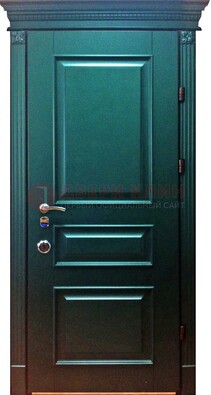 Зеленая входная филенчатая дверь с виноритом ДВТ-62 в Краснодаре