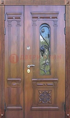 Железная коричневая филенчатая дверь с виноритом и МДФ ДВТ-85 в Ярославле