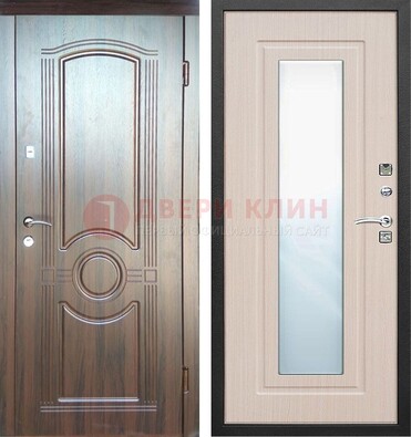 Светло-коричневая дверь c виноритом с узором и филенчатой МДФ ДЗ-120 в Ярославле