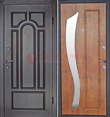 Темная железная дверь с зеркалом ДЗ-35 в Ярославле