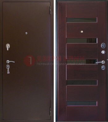 Темная железная дверь с зеркалом ДЗ-42 в Ярославле