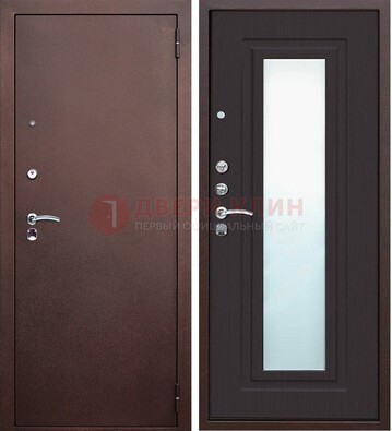 Коричневая металлическая дверь с зеркалом ДЗ-43 в Ярославле