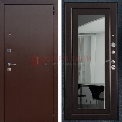 Металлическая дверь с порошковым напылением с МДФ и зеркалом ДЗ-61 в Ярославле