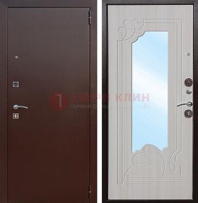 Стальная дверь с порошковым покрытием с резной МДФ и зеркалом ДЗ-66 в Ярославле
