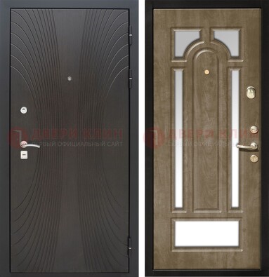 Темная металлическая дверь МДФ с различными зеркальными вставками внутри ДЗ-82 в Ярославле