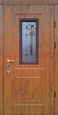 Железная дверь с МДФ и витражом ВЖ-24 в Ярославле